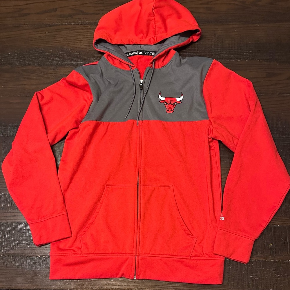 Men's Chicago Bulls adidas Red/Gray 2016 Tip-Off Full-Zip Jacket Hoodie Sz Small